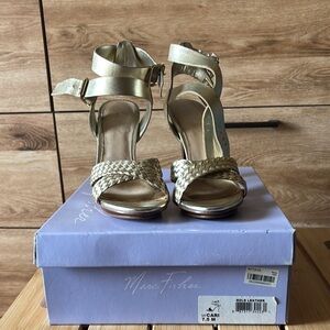 Marc Fisher Gold Heeled Sandals Sleek Design